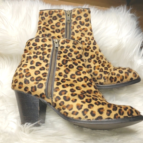 Leopard Printed Calf Hair Booties 41 - Picture 1 of 8